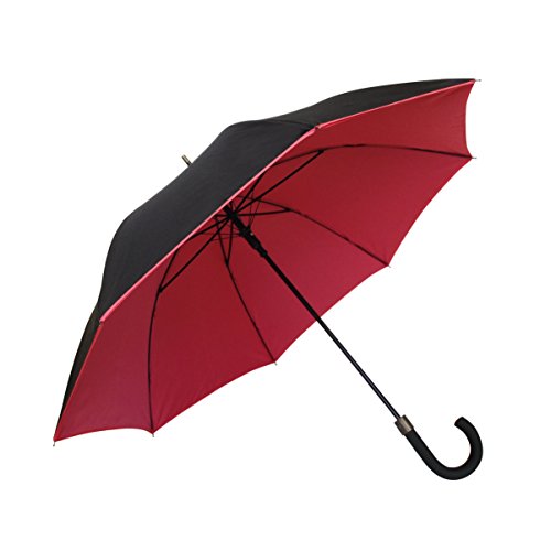 SMATI großer Doppeltuchschirm - Ultra windstabil; Durchmesser=105 cm; automatische Öffnung; Regenschirm für zwei Personen; Regenschirm Mann/Frau; Farbe SCHWARZ/ROT von SMATI