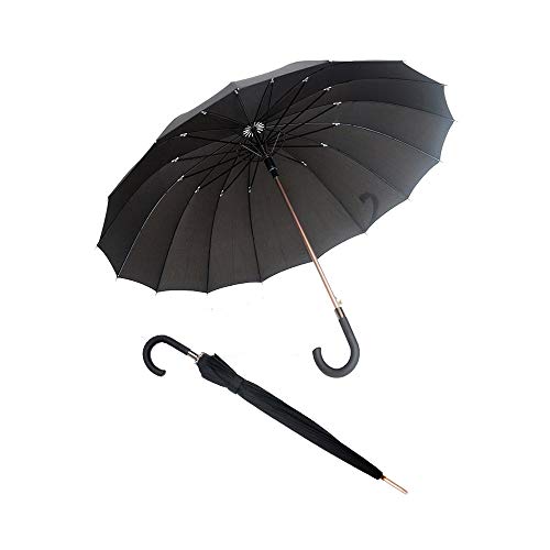 Smati Parapluie long noir automatique - Gentleman 16 baleines fibre de verre Susino Regenschirm, 92 cm, 114 liters, Schwarz (Noir) von SMATI