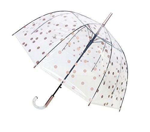 SMARTBULLE Transparenter langer Regenschirm - Glockenform; Stabil; Automatische Öffnung; Durchmesser=85cm; Transparenter Griff; Regenschirm für Frauen/Damen; Muster KUPFERPFEIFE von SMATI