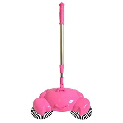 SMBAOFUL Besen 3 in 1 Haushalt Automatische Hand Push Sweeper Besen 360 Grad Rotierenden Reinigung Kehrmaschine.(Farbe Pink) von SMBAOFUL