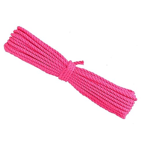 SMBAOFUL Makramee-Schnur, 164 Fuß/50 m, buntes Makramee-Seil, Durchmesser 4/6/8/10 mm, 3-strängiges gedrehtes weiches Polyesterseil, gebündeltes Seil, Wäscheleine, Pink-6 mm von SMBAOFUL