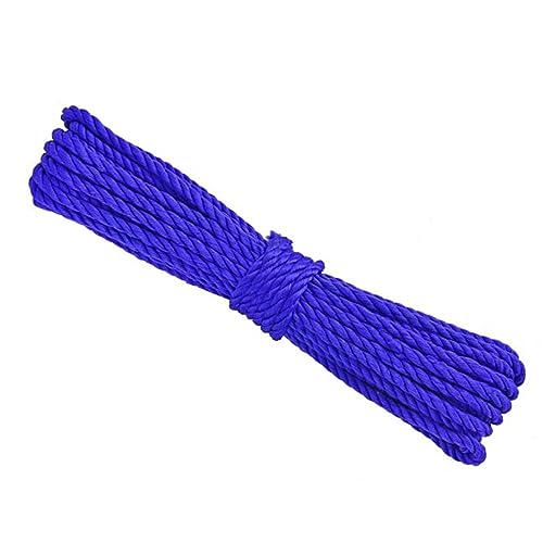 SMBAOFUL Makramee-Schnur, 164 Fuß/50 m, buntes Makramee-Seil, Durchmesser 4/6/8/10 mm, 3-strängiges gedrehtes weiches Polyesterseil, gebündeltes Seil, Wäscheleine, blau-10 mm von SMBAOFUL