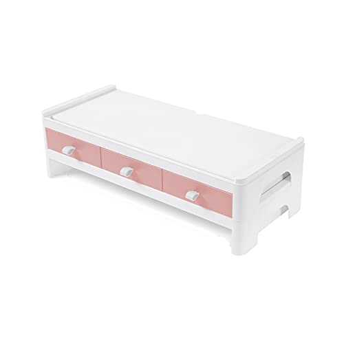 SMBAOFUL Schreibtisch-Organizer mit 3 Schubladen, einfacher doppelschichtiger Monitorständer aus Kunststoff, 3 Farben, Schreibtisch-Organizer, Aufbewahrungsbox von SMBAOFUL
