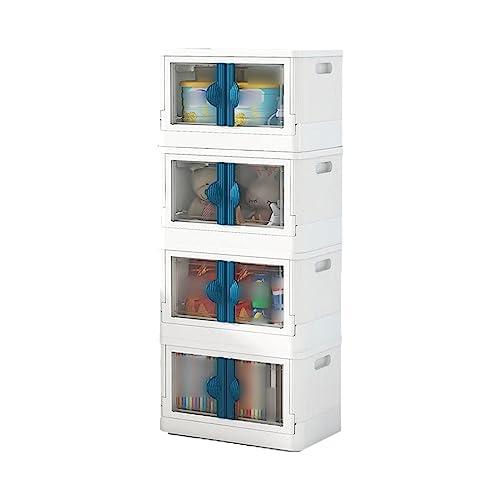 SMBAOFUL Zusammenklappbare Aufbewahrungsbehälter mit Doppeltüren, stapelbare Faltbare Kunststoff-Aufbewahrungsbox mit Rädern, Aufbewahrungsbehälter für Kleinigkeiten für Kleidung, Spielzeug, Snacks, von SMBAOFUL