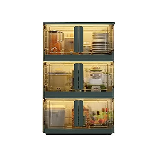 SMBAOFUL Zusammenklappbare Aufbewahrungskörbe, Faltbare Kunststoffbox mit Doppeltüren, stapelbare Aufbewahrungskörbe mit Deckel, Flaschenzug-Spind für Schrank, Wohnzimmer, Arbeitszimmer, Schlafzimmer von SMBAOFUL