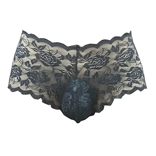 SMGZC Herren Spitzenhöschen Sexy Panties atmungsaktiv Bedruckte Unterwäsche Nachtclub Bar Ds Kostüm (XL,Schwarz) von SMGZC