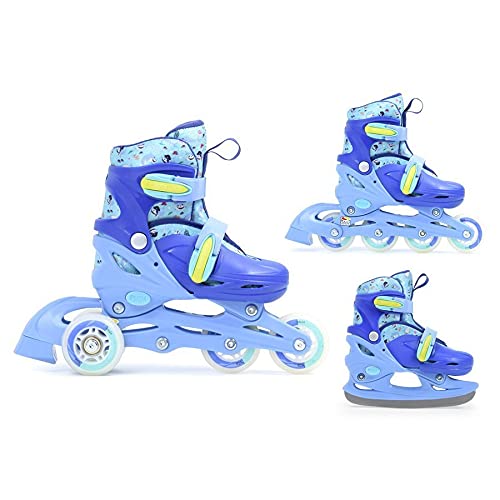 SMJ Monster Kinder Skating Set 3in1 Inliner/Rollschuhe/Schlittschuhe VERSTELLBAR | ABEC5 Inline Skates | Umbaubar zu Eislaufschuhe (S (30-33)) von SMJ sport