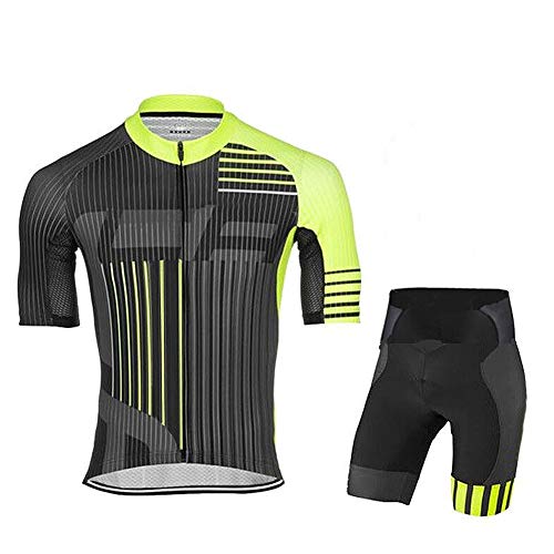 Outdoor-Sport Trikot Anzug für Herren Radsportbekleidung, Trikots und Shorts Set, atmungsaktiv und schnell trocknend MTB Top + Shorts, für Outdoor-Radtouren,Gelb,4XL von SML