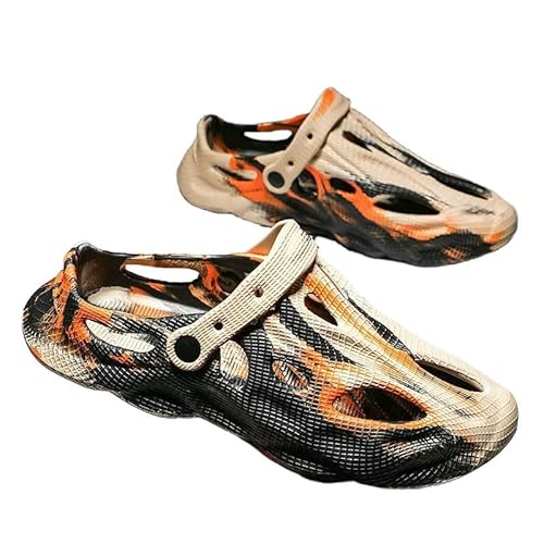 Hausschuhe Männer Hausschuhe Camouflage Dicke Sohle Clogs Frauen Strand Sandalen Eva Paar Flip Flops-Schwarz Gelb-44 von SMMZRF