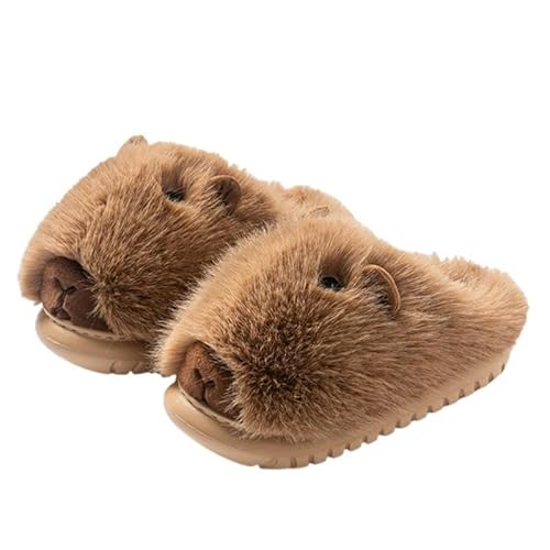SMMZRF Clogs Herbst- Und Winter Von Frauen Warme Haus Im Freien Mode Süße Cartoon Plüschschuhe-Khaki-38-39 von SMMZRF