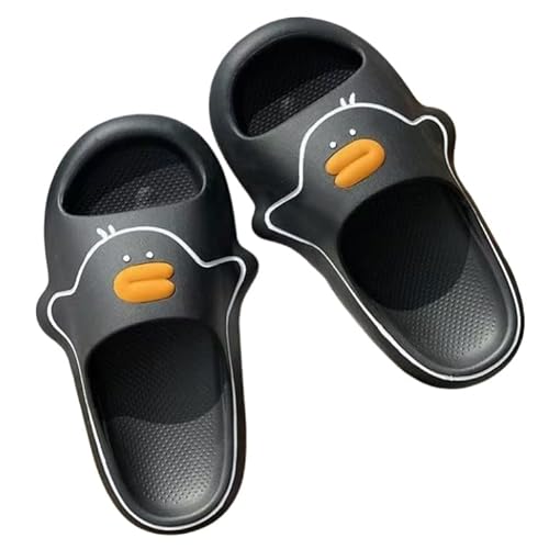 SMMZRF Hausschuhe Damen-Sandalen, Süße Cartoon-Ente, Flip-Flops, Offene Zehen-Hausschuhe-Schwarz-40-41 von SMMZRF