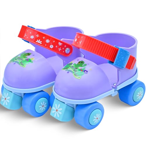 SMOOJOY Kleinkind-Rollschuhe für Kinder, Mädchen, Jungen, Alter 2–5 Jahre, verstellbare Quad-Skate-Schuhe für Anfänger, violette Rollschuhe, Patines para niños von SMOOJOY