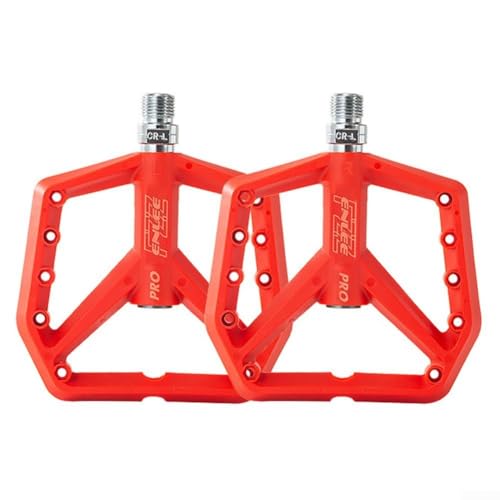 Leichtes und starkes Nylon-Pedal für XC-Offroad-Radfahren, Chrom-Molybdän-Stahlspindel (rot) von SMZhomeone