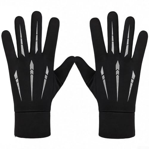 SMZhomeone Camping Wandern Fahrrad Handschuhe Winter Warm Touchscreen Strick, Anti-Rutsch-Handfläche (schwarz) von SMZhomeone