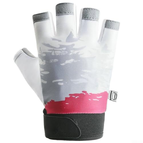SMZhomeone Ultradünne Fitness-Handschuhe, rutschfeste Handfläche, atmungsaktives Gewebe, verstellbare Elastizität (B Rot) von SMZhomeone
