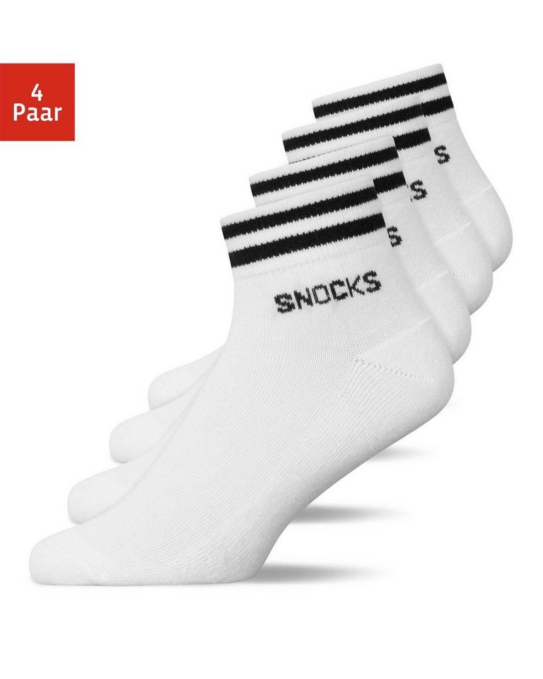 SNOCKS Sneakersocken kurze Socken für Herren & Damen (4-Paar) halbhoch und mit verstärkter Sohle, aus Bio-Baumwolle von SNOCKS