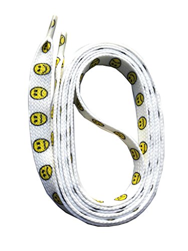 SNORS bedruckte Schnürsenkel SMILEY 140cm, 10mm breit - flache Schuhbänder mit Motiv, reißfest, waschbar, Laces mit Muster für Sneaker, Chucks, universell von SNORS