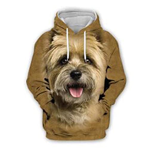 Herren Hoody Sweatshirthoodie Für Männer 3D Gedruckte Lose Lange Ärmel Hund Cairn Terrier Muster 3D Lässige Hoodies Süßer Pullover Interessantes Geschenk Für Sonnenstudent,S von SNPQ