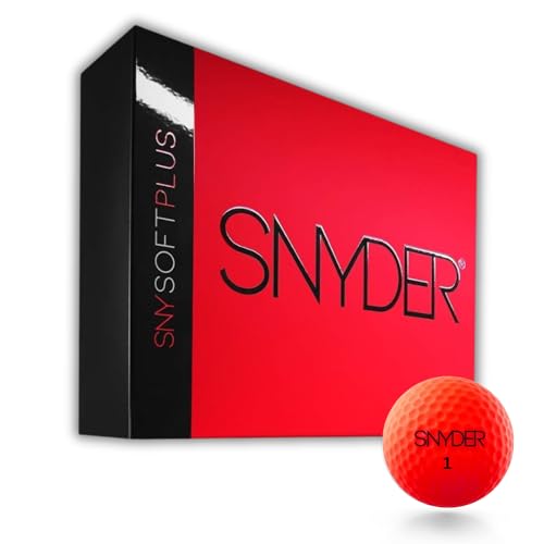 SNYDER - SNY Soft Plus Premium Golfbälle | 12 Stück | Ideal für: Weite Distanzen, gerade Flugbahnen & maximale Kontrolle | Golfball Farbe: Neonrot matt von SNYDER