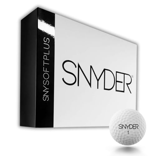 SNYDER - SNY Soft Plus Premium Golfbälle | 12 Stück | Ideal für: Weite Distanzen, gerade Flugbahnen & maximale Kontrolle | Golfball Farbe: Weiß matt von SNYDER