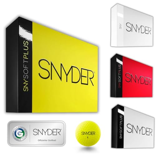 SNYDER - SNY Soft Plus Premium Golfbälle | 12 Stück | Ideal für: Weite Distanzen, gerade Flugbahnen & maximale Kontrolle | Golfball Farbe: Neongelb matt von SNYDER