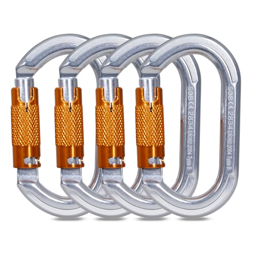 Karabiner Klettern Kletterausrüstung, Karabinerhaken aus Aluminium Karabiner Karabinerhaken für Hängematte, Schaukel, Camping, Angeln, Outdoor-Ausrüstung(22KN, 4 Pack) von SOB