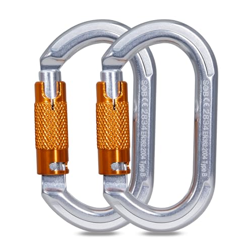 Karabiner Klettern Kletterausrüstung, Karabinerhaken aus Aluminium Karabiner Karabinerhaken für Hängematte, Schaukel, Camping, Angeln, Outdoor-Ausrüstung(22KN, 2 Pack) von SOB