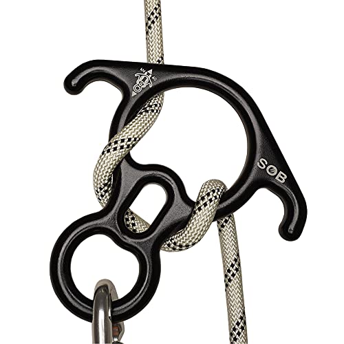 SOB 40 KN Abseilachter Figur 8 Ring Seil Abseilgerät Aluminium Magnesium Legierung Sicherungsgerät mit Gebogenem Ohr, Abseilausrüstung für Outdoor, Klettern, Hängematte von SOB