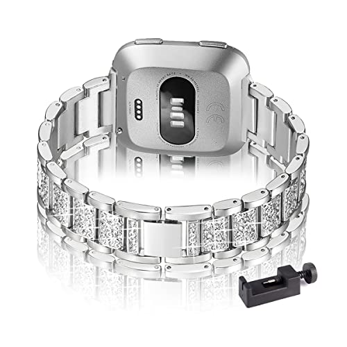 Bling Metall Armbänder für Fitbit Versa 3/ Versa 4/ Fitbit Sense/Sense 2 Armband, Funkelnd Diamant Metall Ersatz Armband kompatibel mit Fitbit Versa 3/ Versa 4/ Fitbit Sense/Sense 2 (E) von SOCFLO