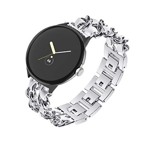 Metall mit Leder Armbänder für Google Pixel Watch Armband, Damen Google Pixel Watch Armband Edelstahl Ersatzarmband kompatibel mit Google Pixel Watch (D) von SOCFLO