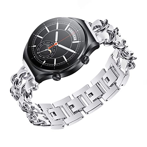 Metall mit Leder Armbänder für Xiaomi Watch S1/Xiaomi Watch S1 Active/Xiaomi Mi Watch Armband, 22mm Damen Armband Edelstahl Ersatzarmband kompatibel mit Xiaomi Watch S1/Xiaomi Mi Watch (B) von SOCFLO