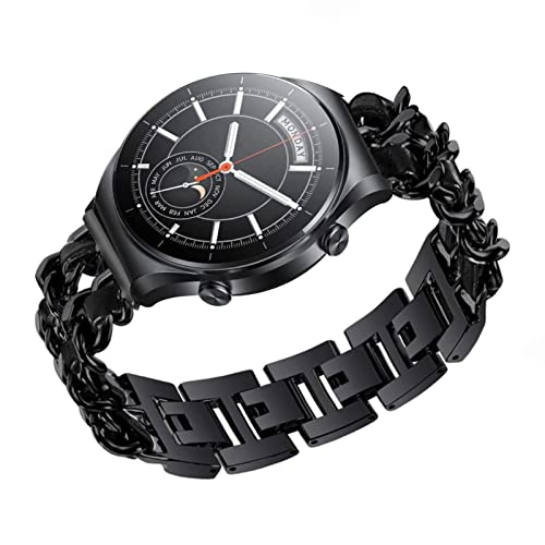 Metall mit Leder Armbänder für Xiaomi Watch S1/Xiaomi Watch S1 Active/Xiaomi Mi Watch Armband, 22mm Damen Armband Edelstahl Ersatzarmband kompatibel mit Xiaomi Watch S1/Xiaomi Mi Watch (E) von SOCFLO