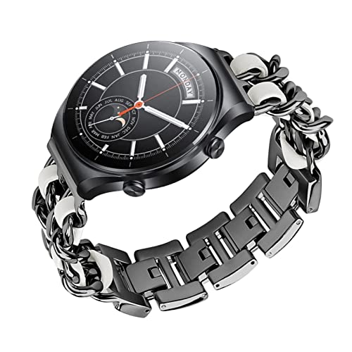 Metall mit Leder Armbänder für Xiaomi Watch S1/Xiaomi Watch S1 Active/Xiaomi Mi Watch Armband, 22mm Damen Armband Edelstahl Ersatzarmband kompatibel mit Xiaomi Watch S1/Xiaomi Mi Watch (G) von SOCFLO