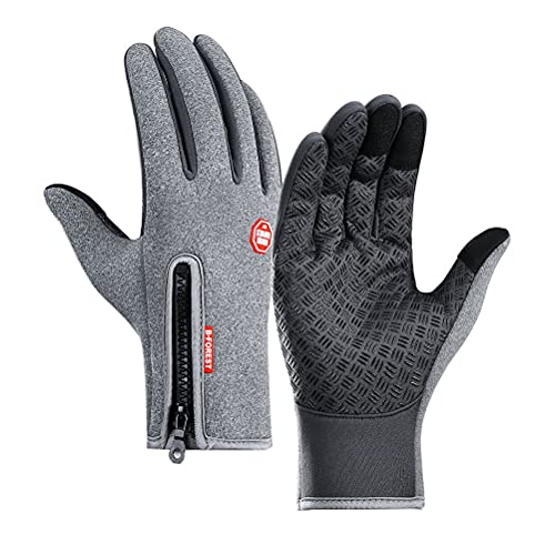 SODSIM Touchscreen Handschuhe Winter Fahrradhandschuhe Touchscreen Herren Laufhandschuhe Wasserdicht Damen Warm (Grau, L) von SODSIM