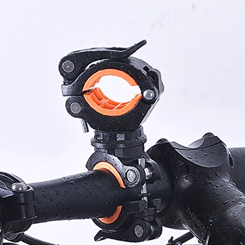 SOFORFREEM 360 Grad drehbare Fahrradlampe mit doppeltem Halter, LED-Frontlampe, Pumpe, Handlebar, Halterung, Fahrradzubehör, Schwarz + Orange von SOFORFREEM