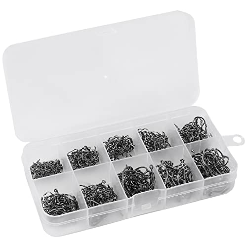 SOFORFREEM 500 Stück/Set gemischte Größe 3 ~ 12 Packung Karpfenhaken aus Kohlenstoffstahl mit Loch mit Köderjigging Box im Detail von SOFORFREEM