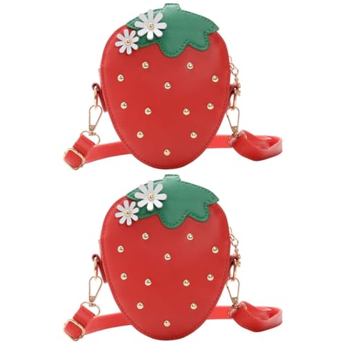 2 Stück Erdbeer-Geldbörse, Kinder-Mini-Rucksack, niedliche Erdbeer-Ketten-Umhängetasche für Mädchen und Frauen, Rot von SOIMISS