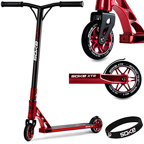 Stunt Scooter SOKE XTR Kickscooter ABEC 9 Kugellager Roller Trettroller Rotfür Erwachsene und Kinder von SOKE