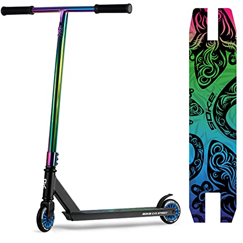 Stunt Scooter SOKE PRO Street Neo | Chrome Kickscooter mit ABEC 9 | Kugellager Tretroller Roller Erwachsene und Kinder SOKE | Verschiedene Designs Wählbar | Größe: 100x24 mm von SOKE