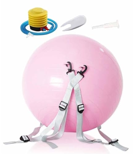 Salto-Ball, Salto-Hilfsball, multifunktionaler Balance-Ball, verstellbare Schultergurte, rutschfest, Stretch-Training, verdickter Fitness-Ball (Color : Pink, Size : 17.72in) von SOKTDO