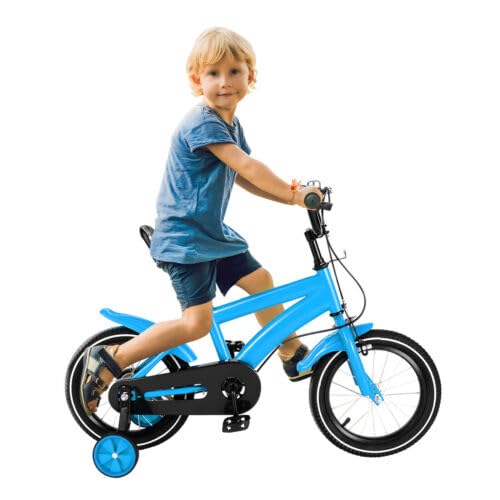 SOLOCJNL Kinder Fahrrad, 14 Zoll Kinderfahrrad ab 3-6 Jahren, Kinder Fahrräder Höhenverstellbar Fahrrad mit Stützrädern & Doppelbremssystem vorne von SOLOCJNL