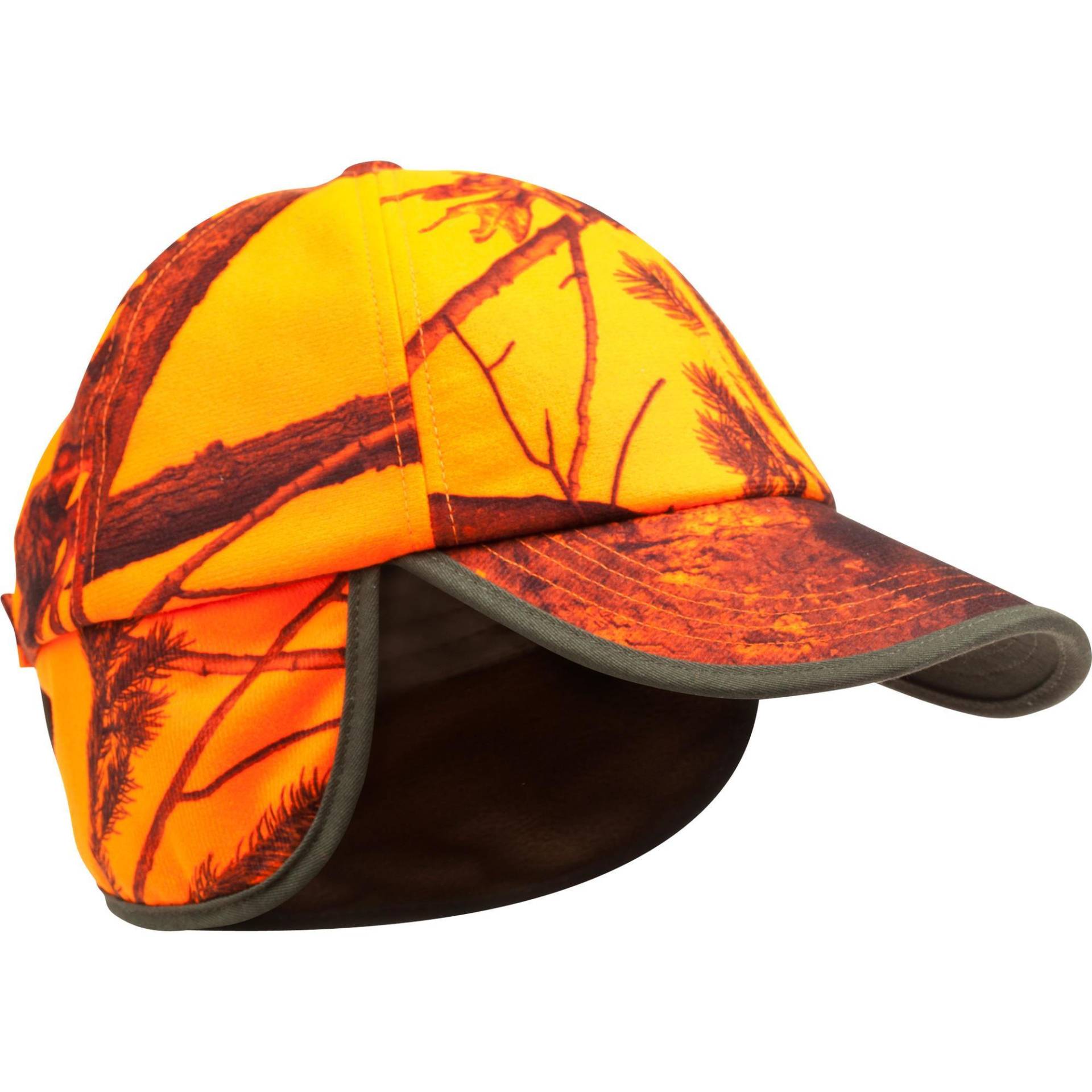Jagd-Schirmmütze mit Ohrenklappen Camouflage orange von SOLOGNAC