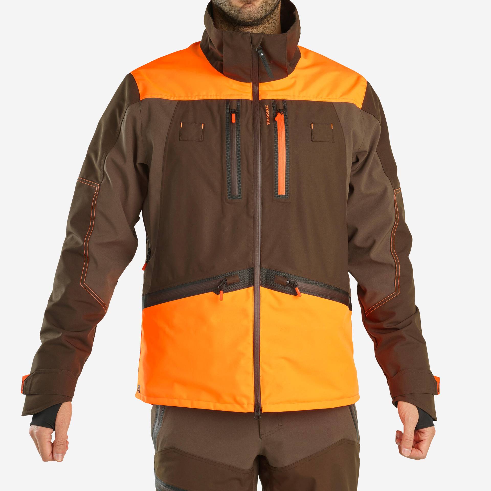 Jagd-Regenjacke Renfort 900 orange braun von SOLOGNAC