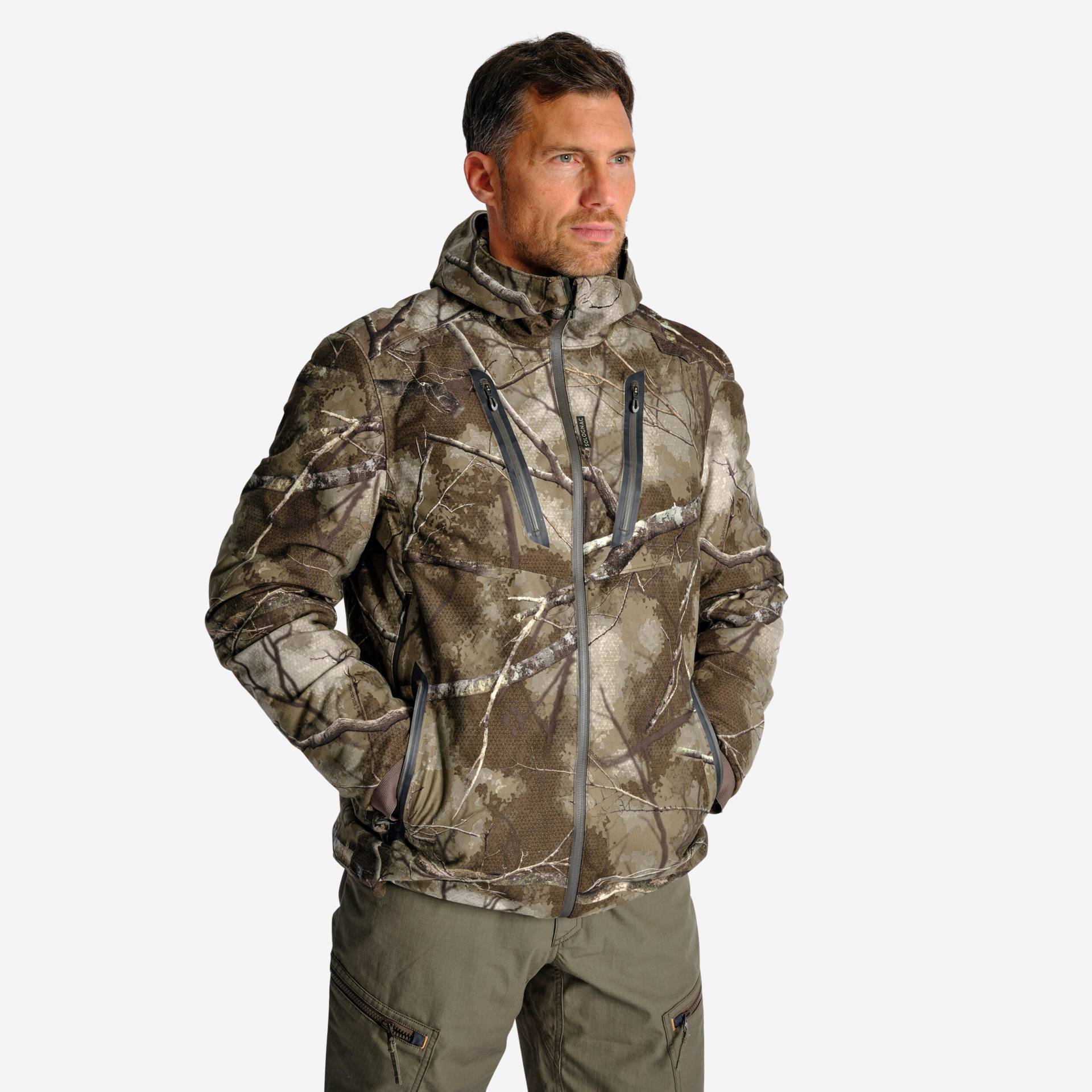 Jagdjacke 900 Treemetic geräuscharm wasserdicht warm Camouflage von SOLOGNAC