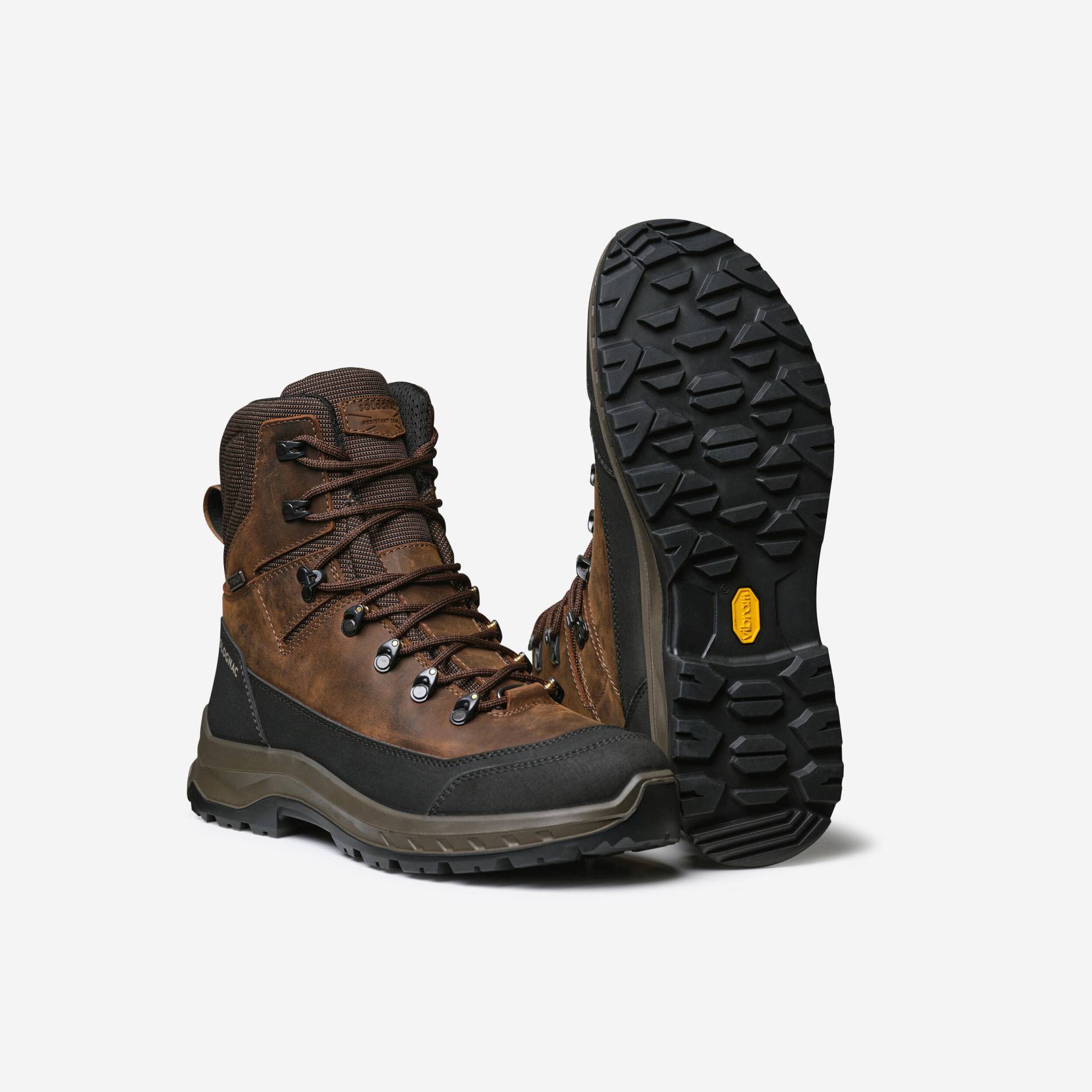 Jagdstiefel CROSSHUNT 500 V2 wasserdicht strapazierfähig braun von SOLOGNAC