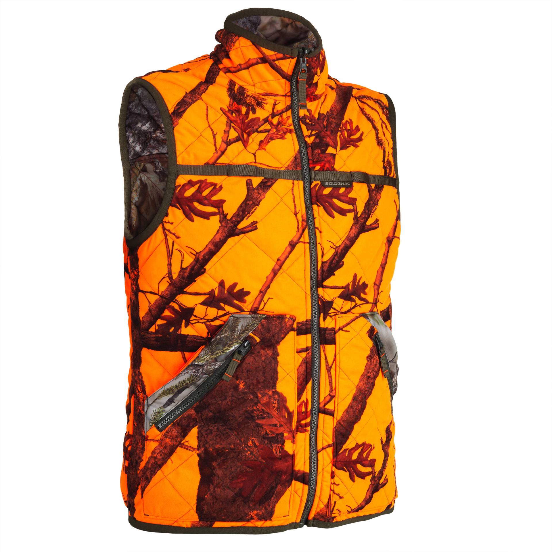 Jagdweste 100 wendbar camouflage/orange von SOLOGNAC