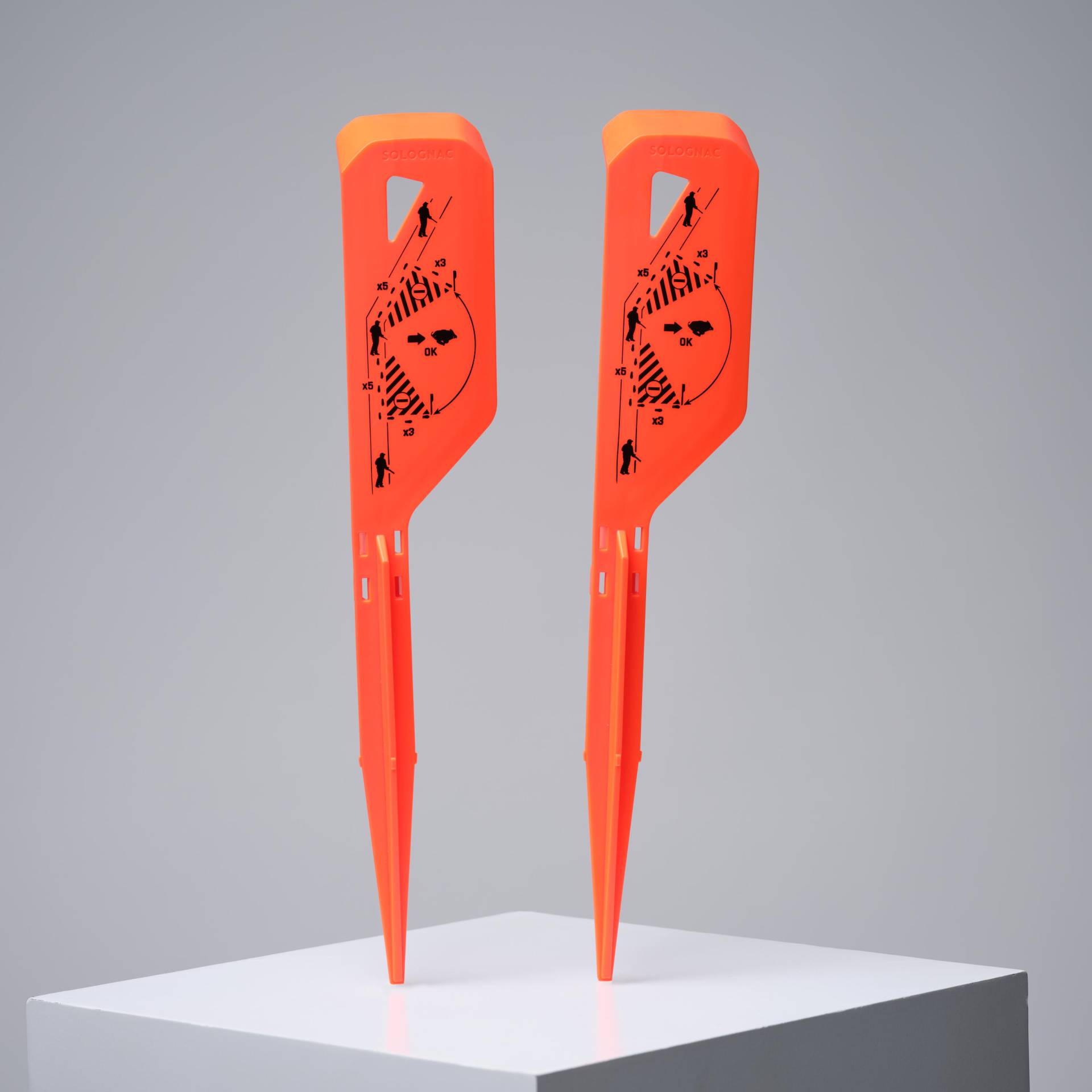 Markierungsfahnen im 30°-Winkel Kunststoff orange ×2 von SOLOGNAC