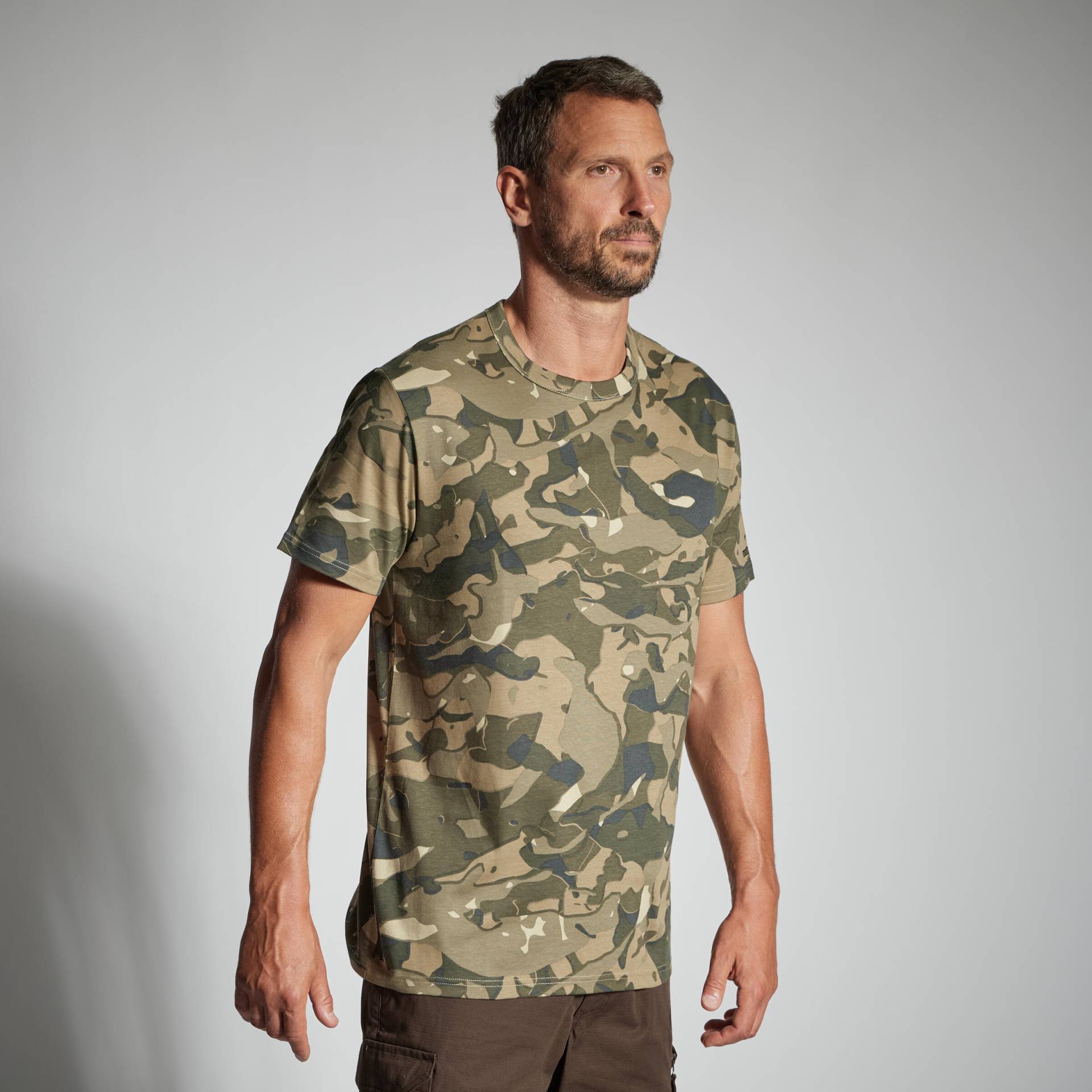 T-Shirt 100 Woodland strapazierfähig Camouflage von SOLOGNAC