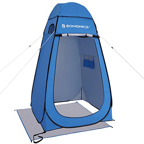 SONGMICS Pop-Up-Zelt, Toilettenzelt, Umkleiderzelt, für Outdoor, Camping, Angeln, Strand, Dusche, Toilette, Tragetasche mit Reißverschluss, blau GPT01BU von SONGMICS