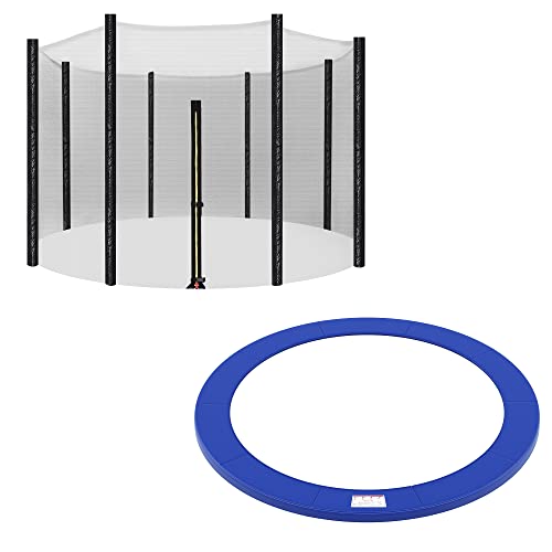 SONGMICS Trampolin-Sicherheitsnetz, Trampolin-Randabdeckung, für 8 gerade Stangen, Ø 305 cm, schwarz und blau STN010Q01 von SONGMICS